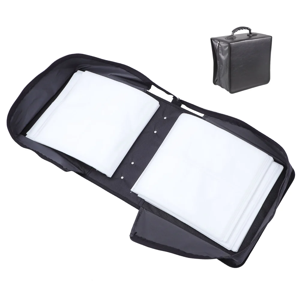 1pc 480 Pieces PU Case Portable CD Storage Case Large Capacity Disc Bag (Black)