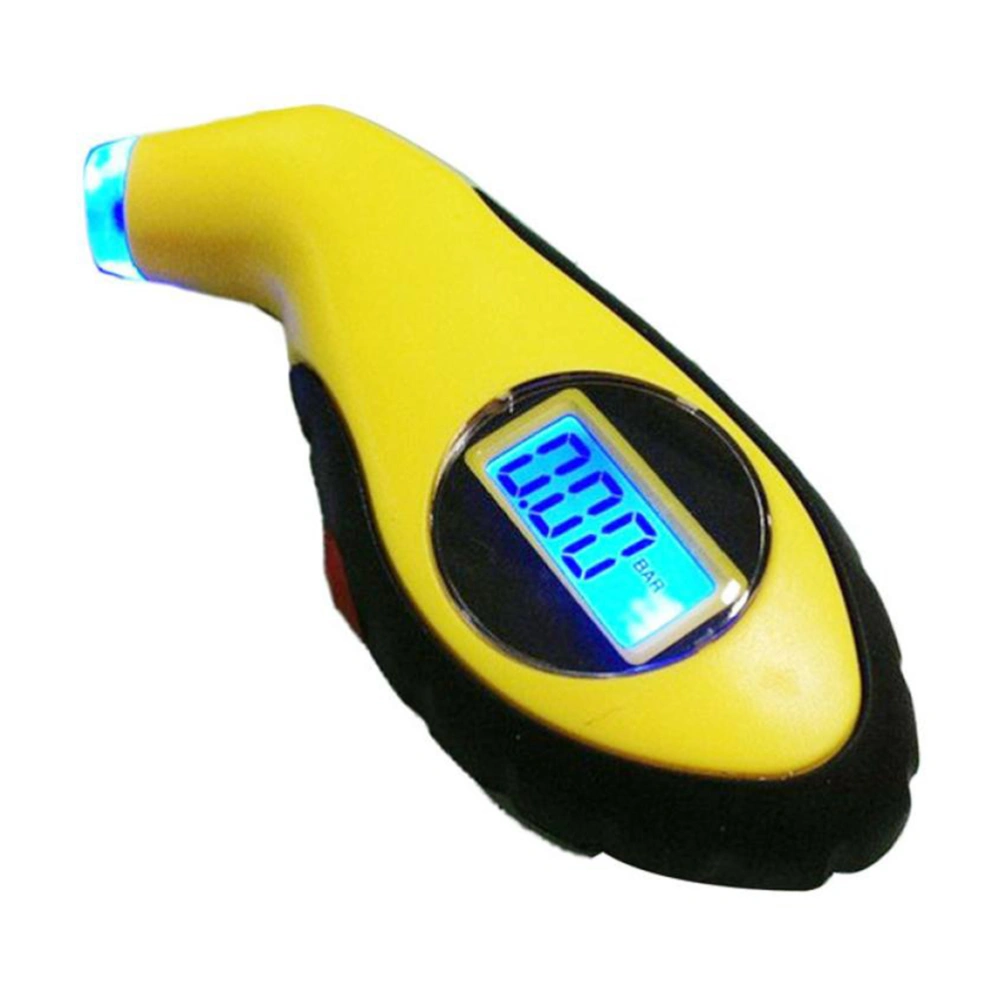 LCD Digital Auto Car Motorcycle Air Pressure Tire Tyre Gauge Tester (Yellow)