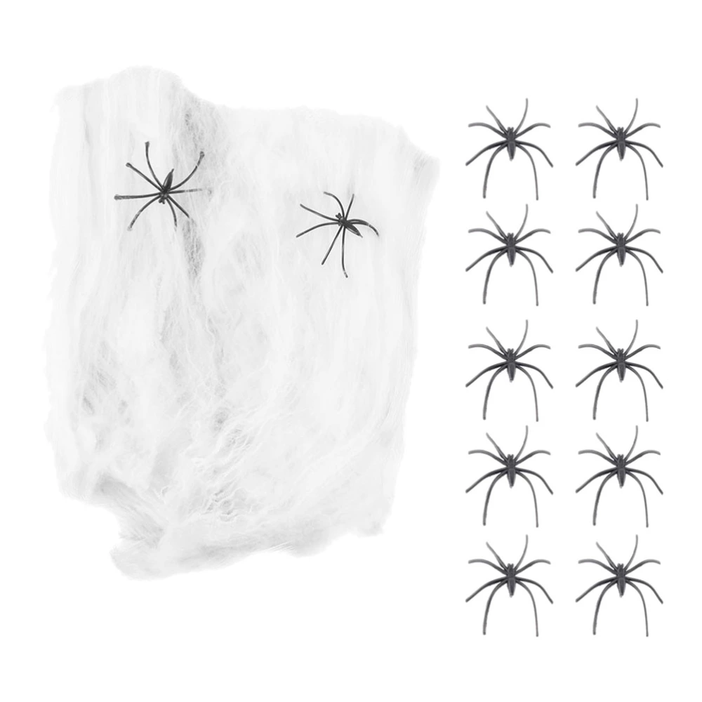 1 Set Halloween Horrific Spider Cotton Web Festive Supplies Party Decor Props