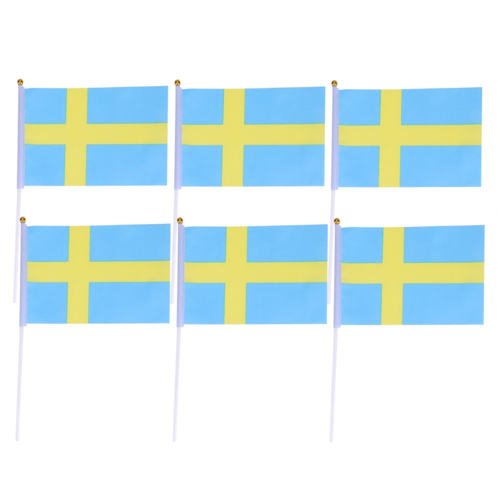 50pcs Hand Held Small Sweden Flag On Stick International World Country Stick Flags Banners Party Decoration