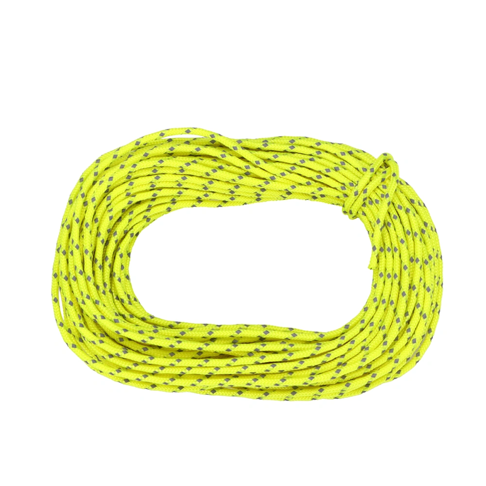 15.24 Meter Outdoor Camping Tent Reflective Rope Polyester Thickened 2.5mm Wind Rope Buckle Awning Rope Canopy Tent Windproof Accessories (Green)