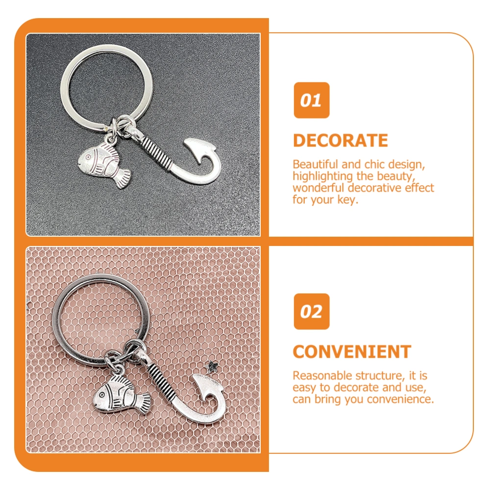 Keychain Alloy Fishing Hook Keychain Keyring Gift for Father Dad Boyfriend