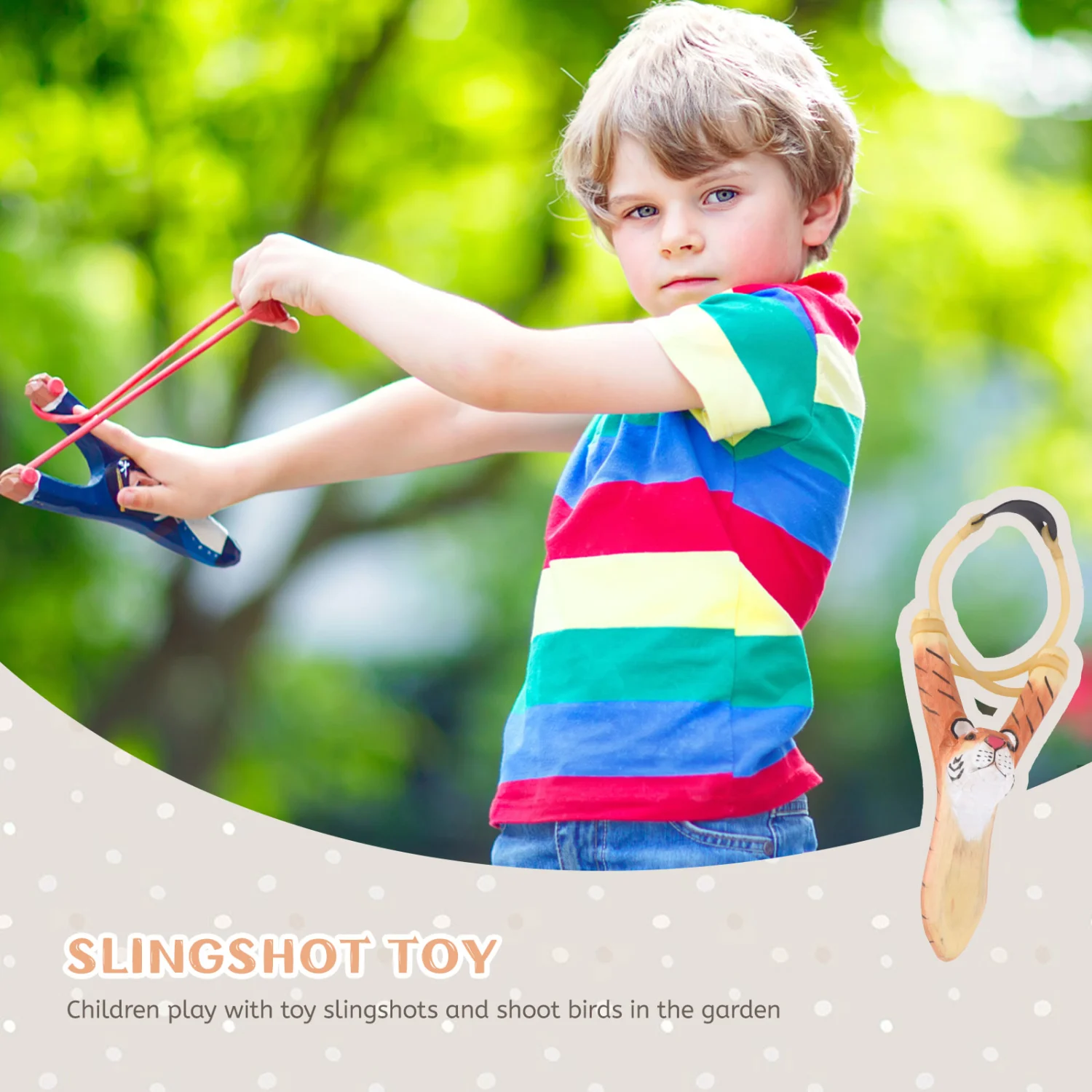 1pc Wooden Slingshot Toy Cartoon Animal Slingshot Kid Outdoor Shooting Toy