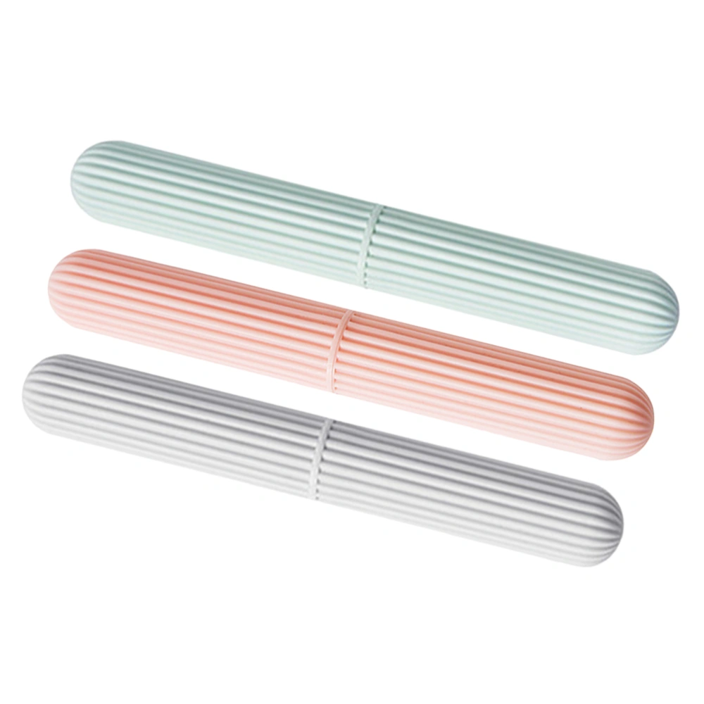 3pcs Portable Plastic Toothbrush Case Toothbrush Box Toothpaste Storage Holder (Mixed Style)