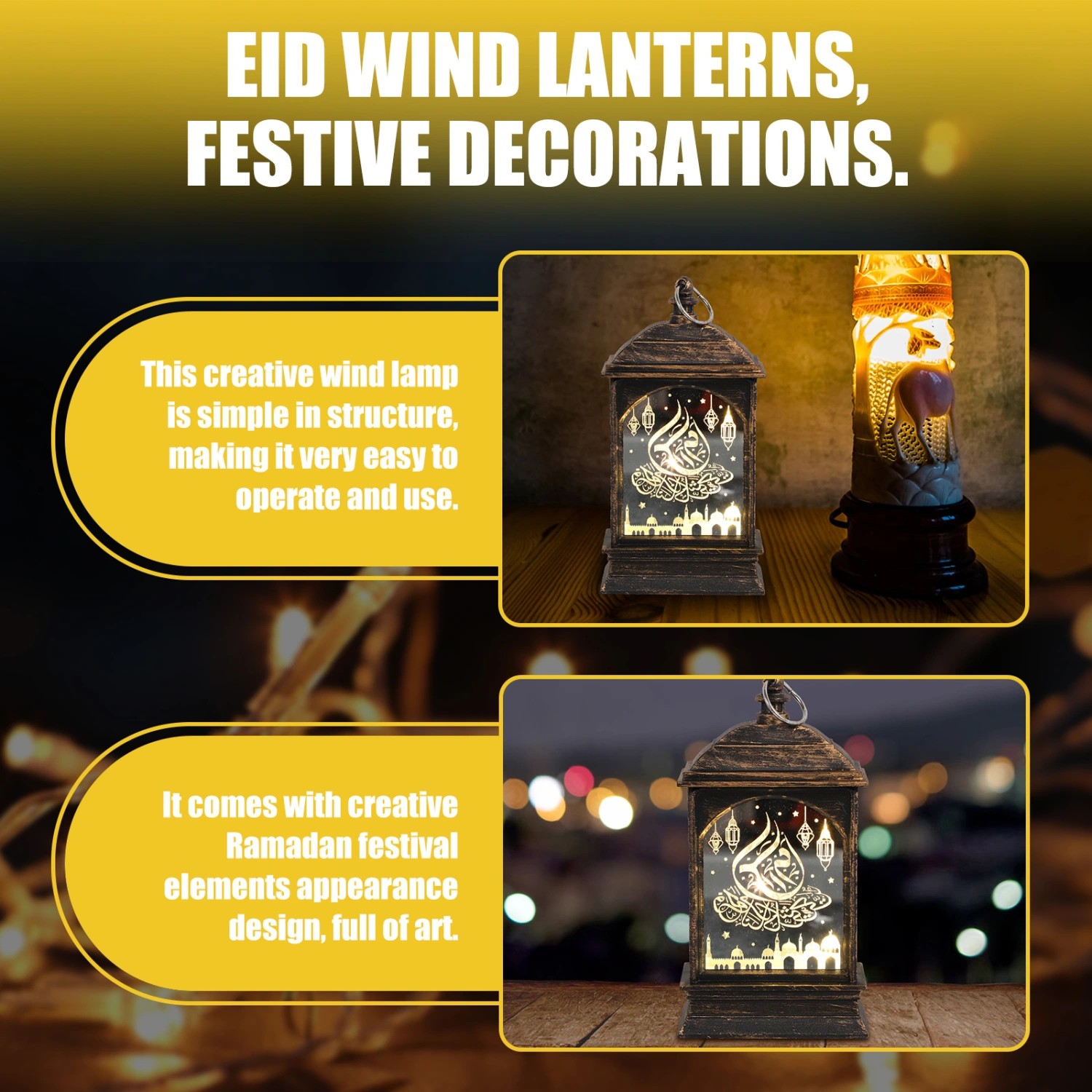 Eid Mubarak Wine Lamp Holiday Decor Muslim Ramadan Decoration Lighting