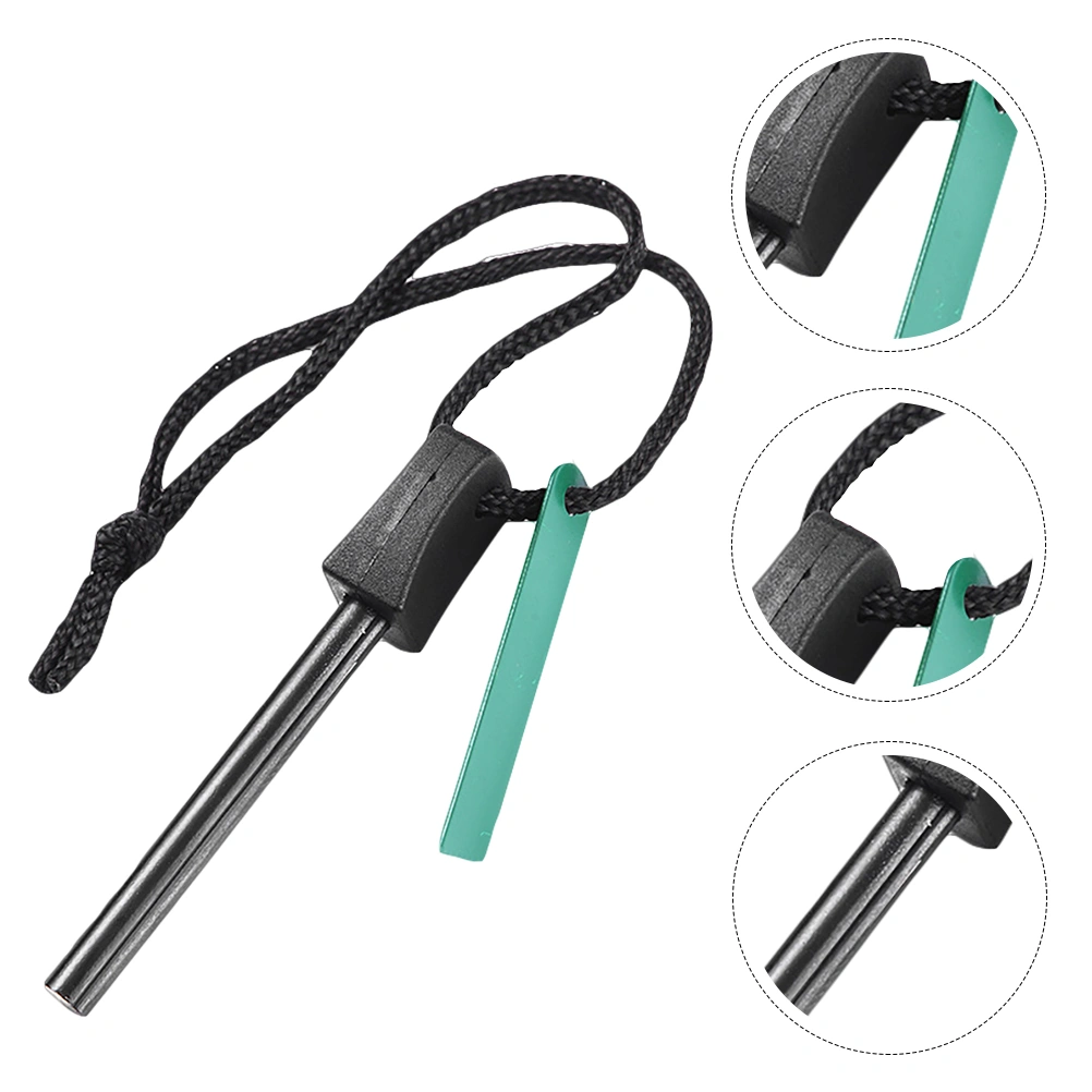 1Pc Flint Fire Starter Outdoor Camping Survival Lighter with Metal Lanyard