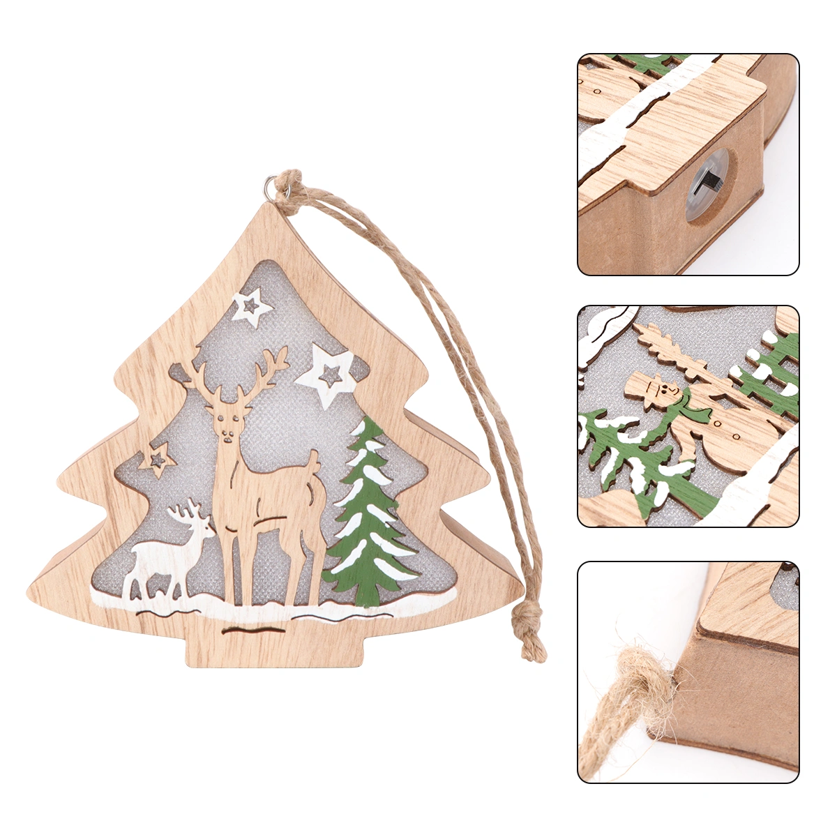 2Pcs Decorative Lamp Christmas-themed Night Lamp Wooden Lamp Luminous Light