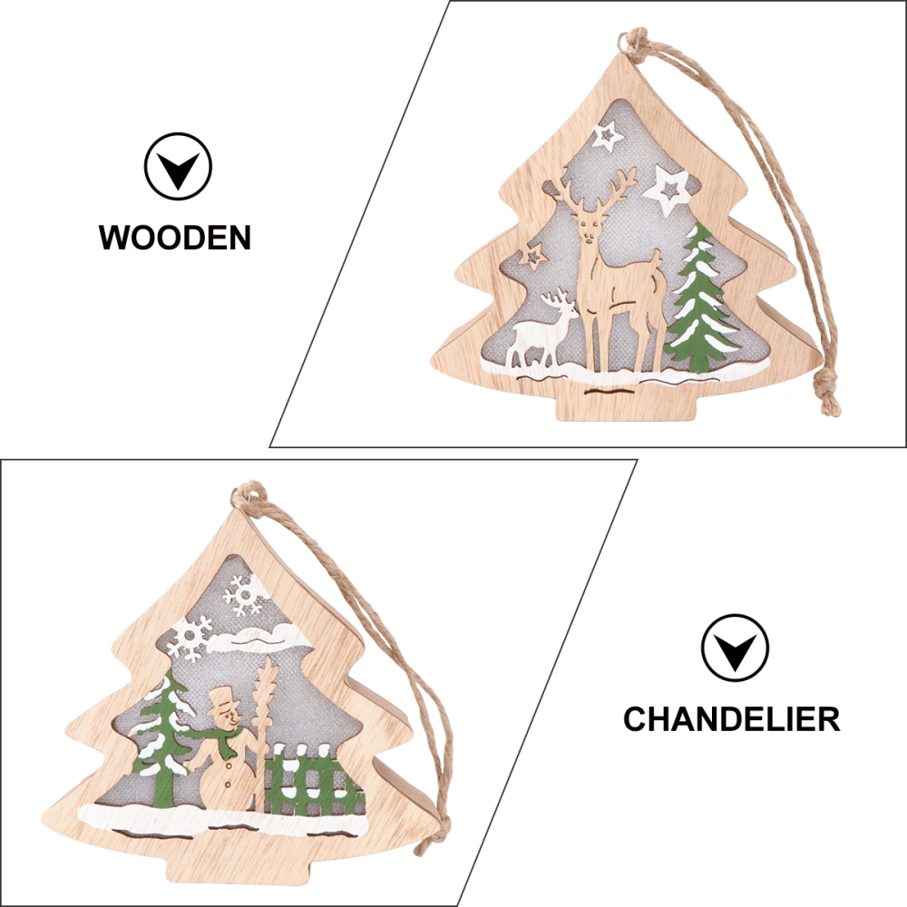 2Pcs Decorative Lamp Christmas-themed Night Lamp Wooden Lamp Luminous Light