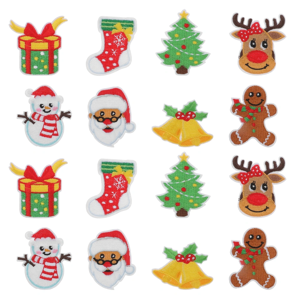 16pcs Christmas Themed Sewing Patches Clothing Appliques Useful Iron On Patches