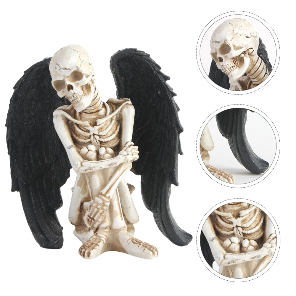 1pc Resin Skull Model Angel Wing Skull Model Skull Angel Adornment for Office