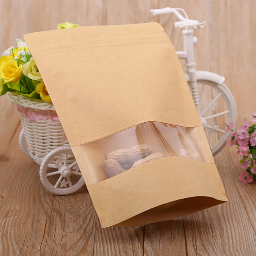 100pcs Kraft Paper Pouch Self-sealing Food Storage Bag Package Bag Safe Sealed Bag