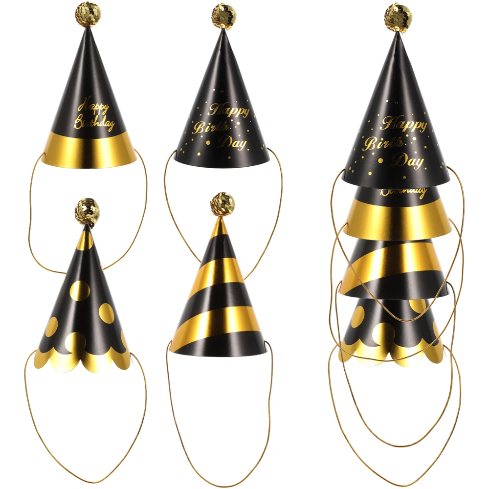 8pcs Happy New Year Hats Party Decorative Hats Paper Cone Hats Decor New Year Party Supplies