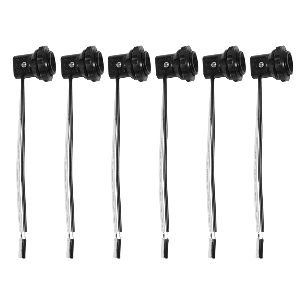 6pcs E12 Lamp Holder Base Light Sockets with Wire Lampholders Base Wire Leads Connector LED Light Accessory RS-1205 125V 75W