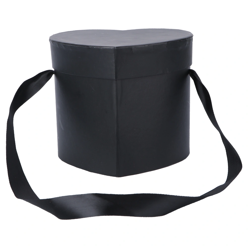 1PC Valentine's Day Flower Bucket Heart Shape Flower Wrapping Gift Box (Black)