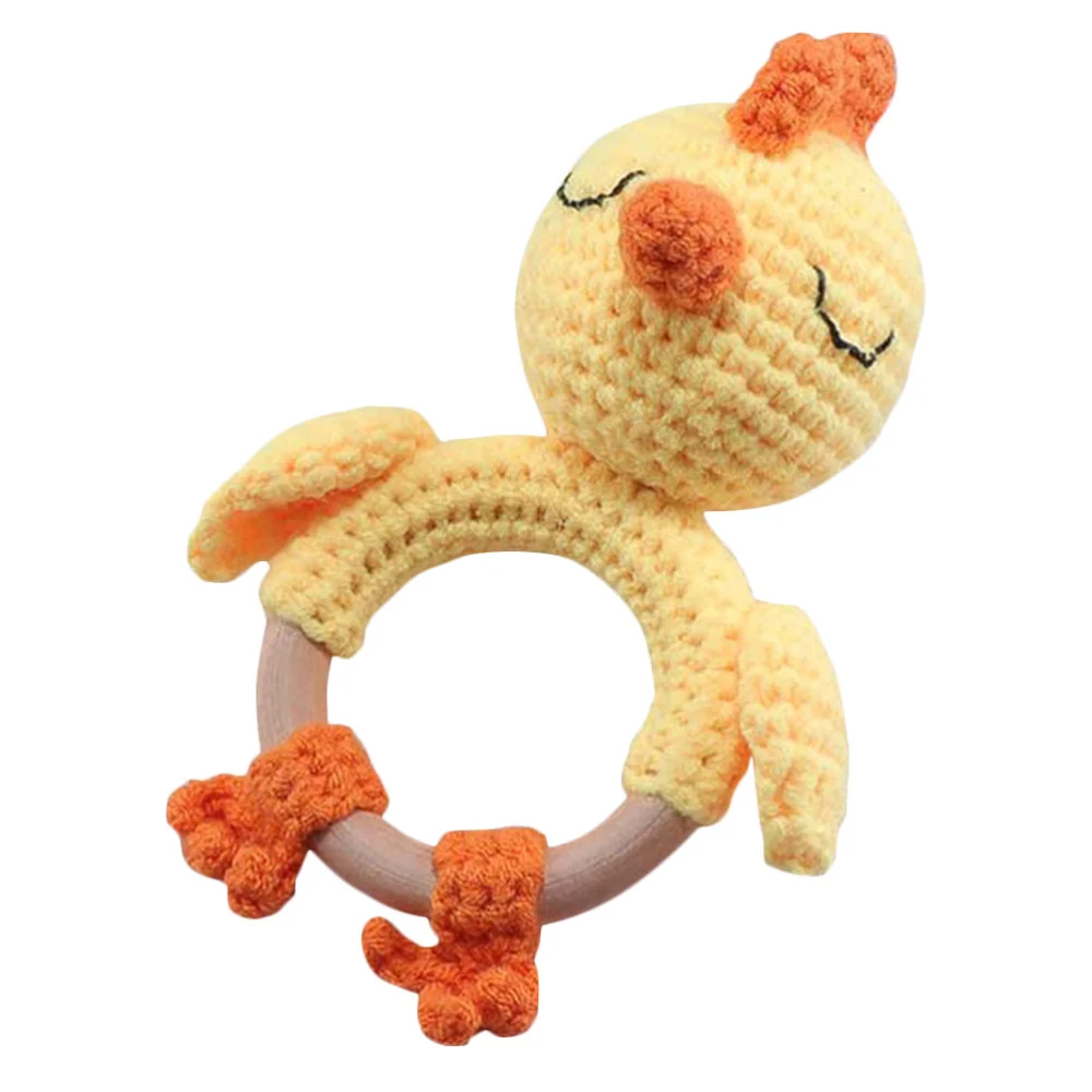 1Pc  Creative Hand Knitted Rattle Toy Adorable Chick Rattle Toy Bracelet Rattle