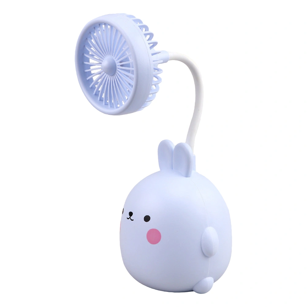 1pc Mini Rabbit Shaped Fan Rechargeable Summer Fan Multipurpose Desktop Fan Blue