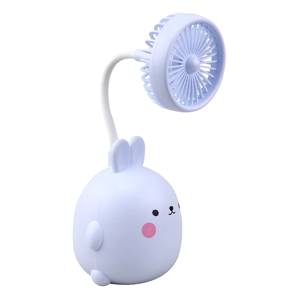 1pc Mini Rabbit Shaped Fan Rechargeable Summer Fan Multipurpose Desktop Fan Blue