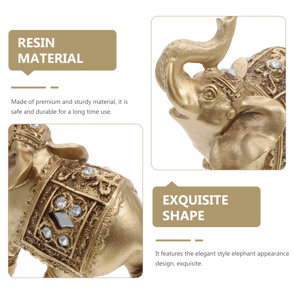 Resin Craft Elephant Statue Adornment Desktop Craft Elephant Sculpture Decor Golden