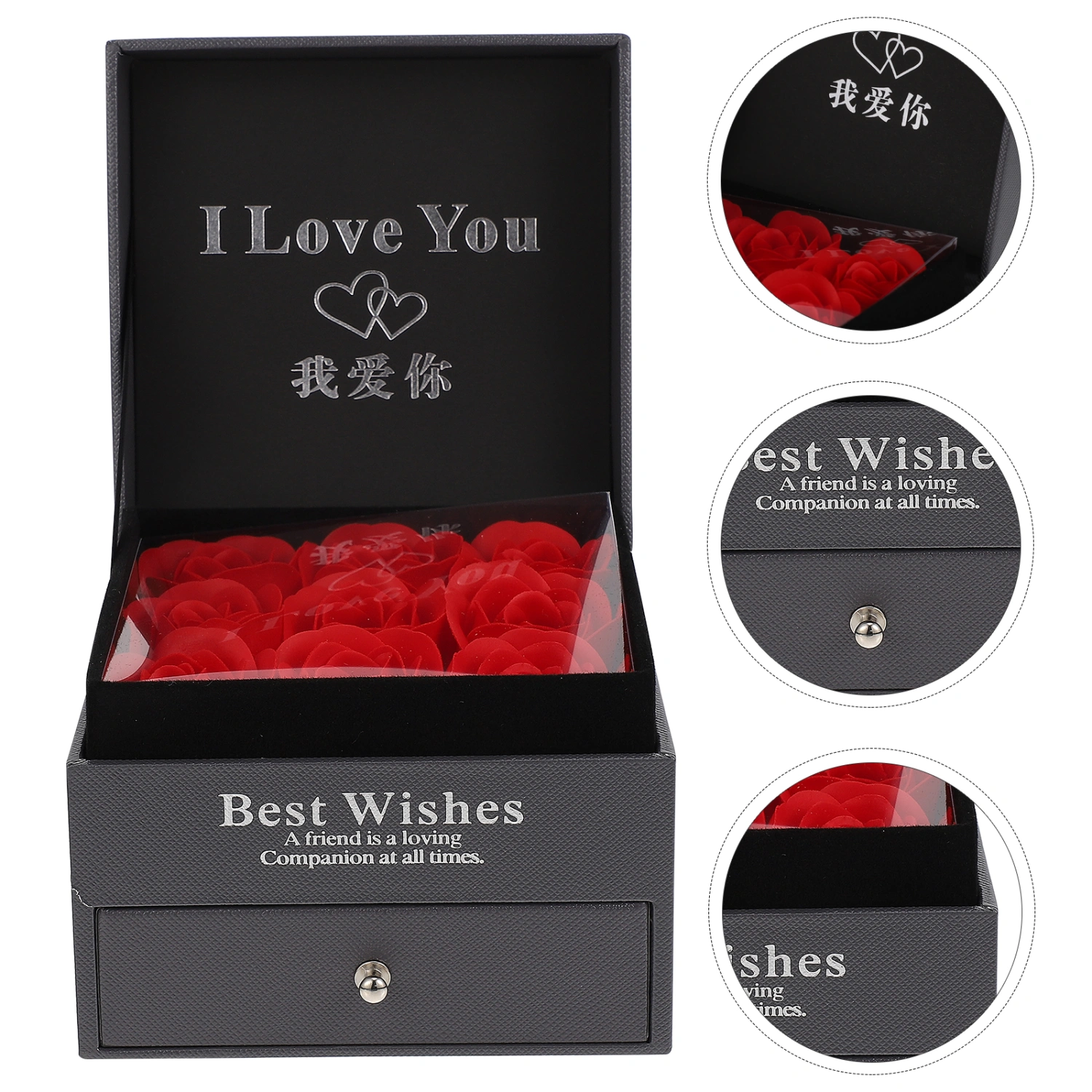 9pcs Romantic Roses Valentine's Day Gift with Flower Case Festival Present