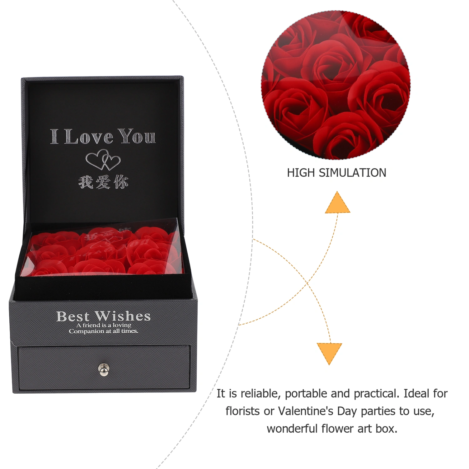 9pcs Romantic Roses Valentine's Day Gift with Flower Case Festival Present