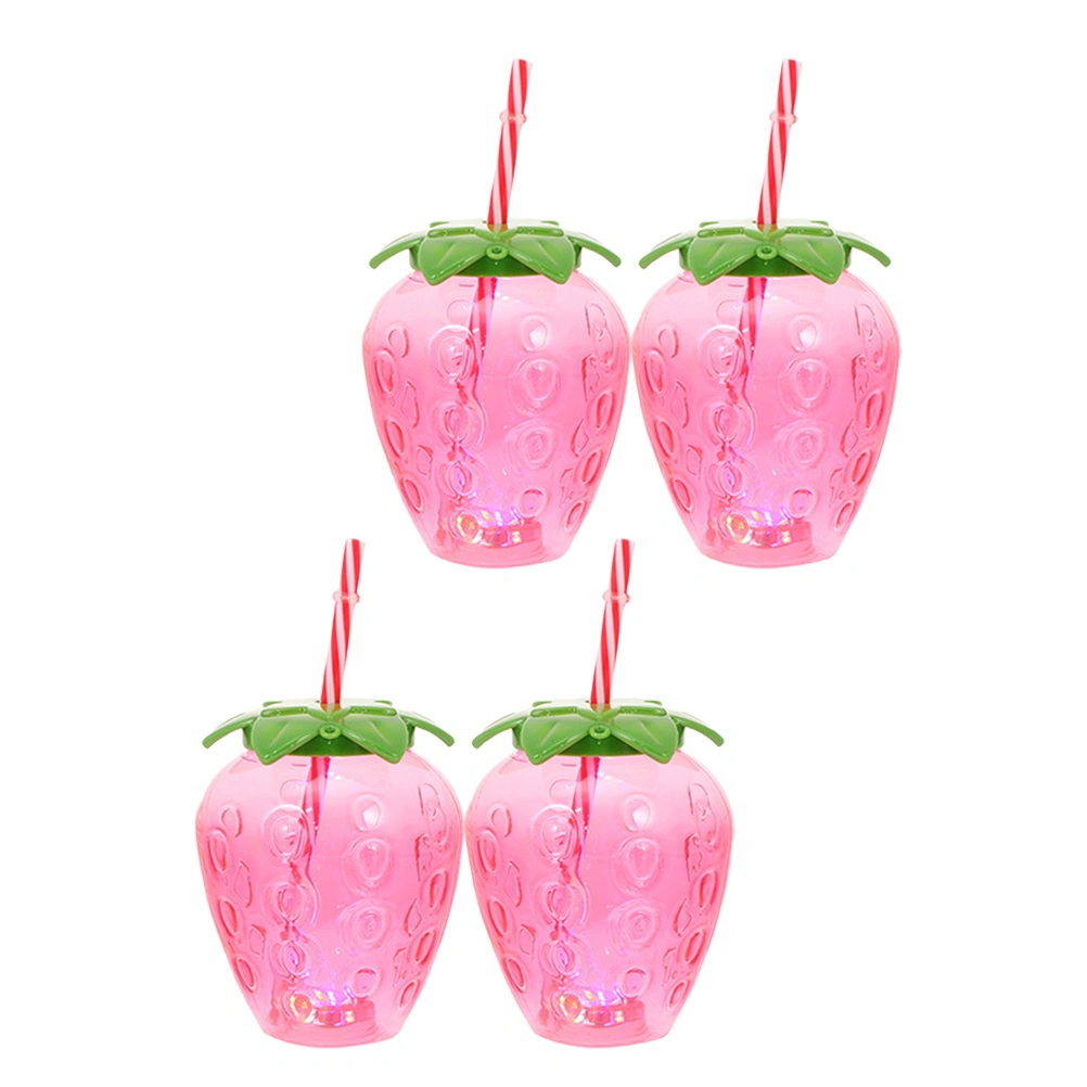 4 Sets Strawberry Water Bottle Party Drinking Bottle Party Straw Cup Straw Drinking Bottle