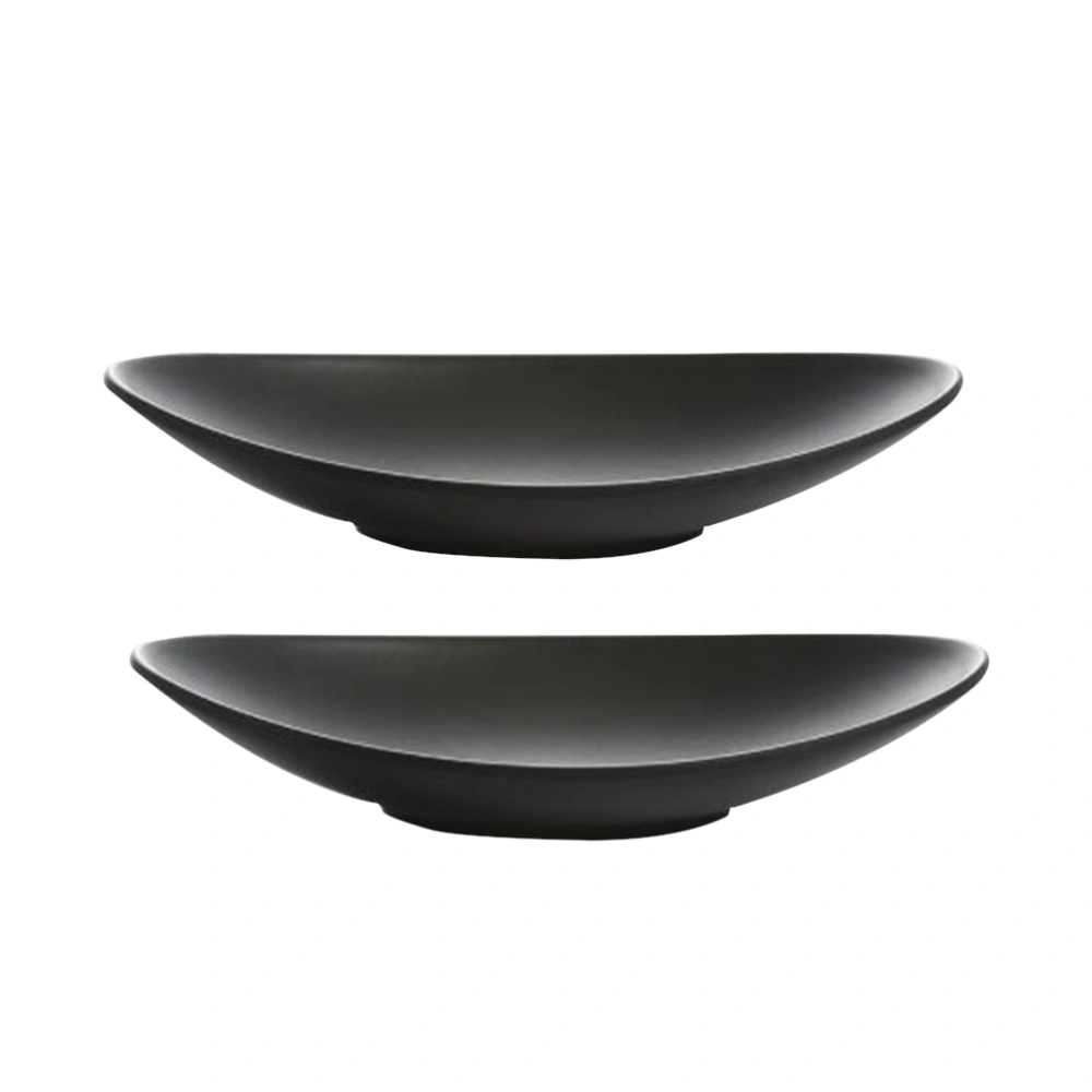 2pcs Creative Boat Style Cuisine Dish Melamine Snack Dessert Sushi Sashimi Boat Tray Hotel Food Seafood Plate Size S (Black)