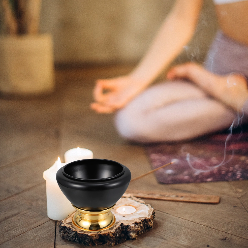 1pc Buddha Sound Bowl Yoga Meditation Therapy Bowl Chanting Bowl (Black)