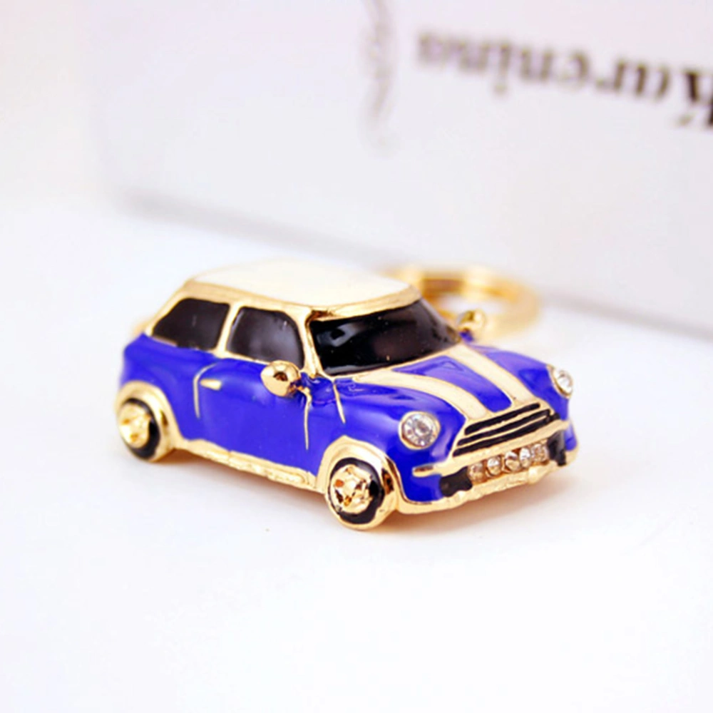 Crystal Rhinestone Metal Car Model Keychains Keyrings Women Handbag Charms Pendant (Deep Blue)