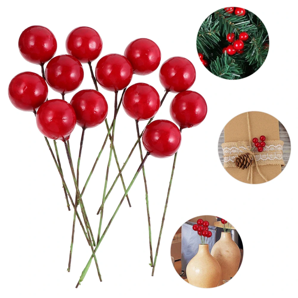 144pcs Christmas DIY Accessories Fake Crafts Accessories Red Fruit (15mm)