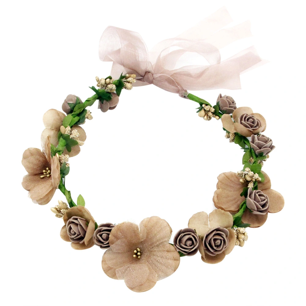 1PC Mori Girl Simulation Flower Wreath Headband Hair Garland Beach Travel Bridal Flower Wreath Hair Accessory