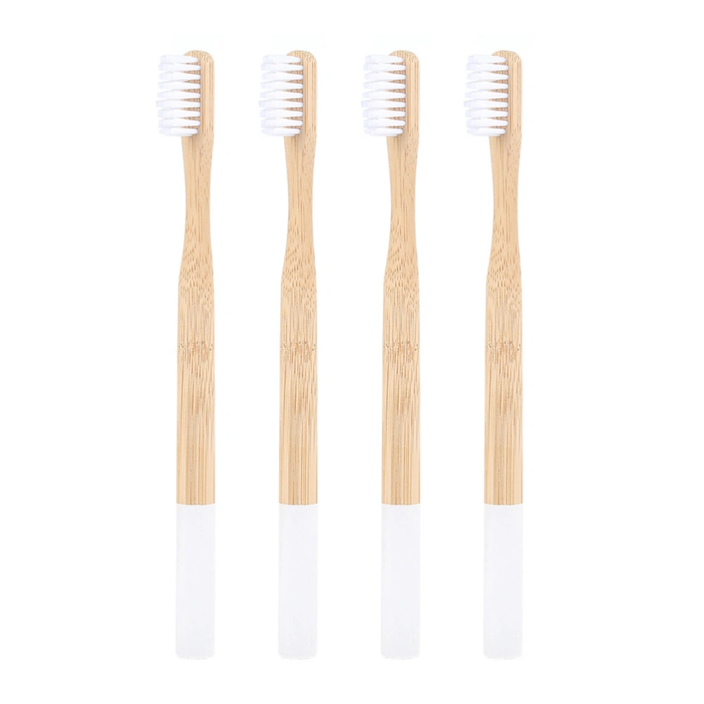 4pcs Biodegradable Bamboo Toothbrush Eco Friendly Toothbrushes for Travel Home Use (White)