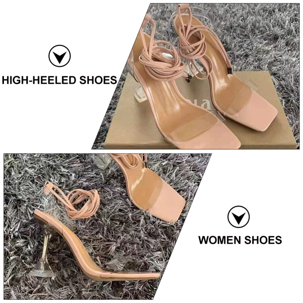 1 Pair Fashion Women High-heeled Shoes Lace-up High Heel Shoes Stylish Shoes