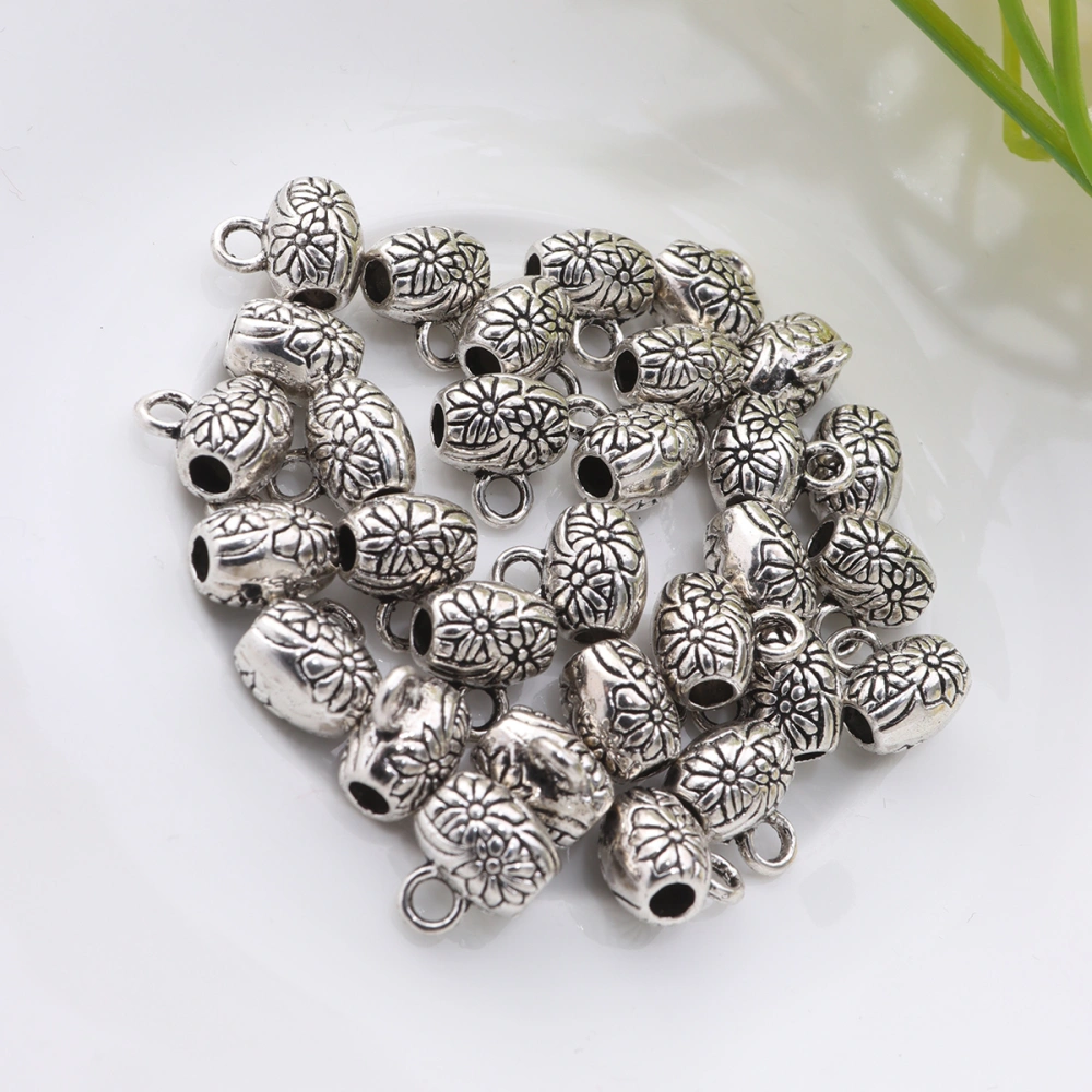 30pcs DIY Jewelry Accessories Round Beads Pendant DIY Jewelry Making (Silver)