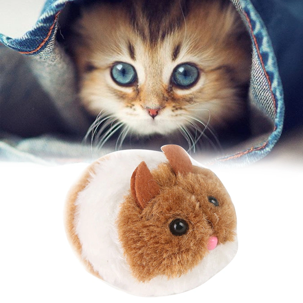 Cat Toy Mouse Pulling Chain Shake Interactive Pet Cat Toys Rat (Brown)