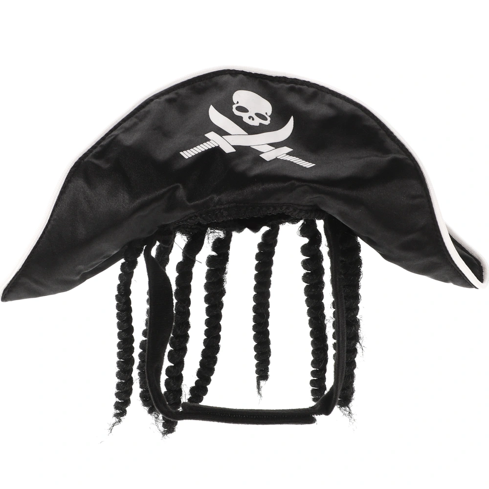 Delicate Pirate Design Hat Pet Decoration Costume for Halloween Party Black