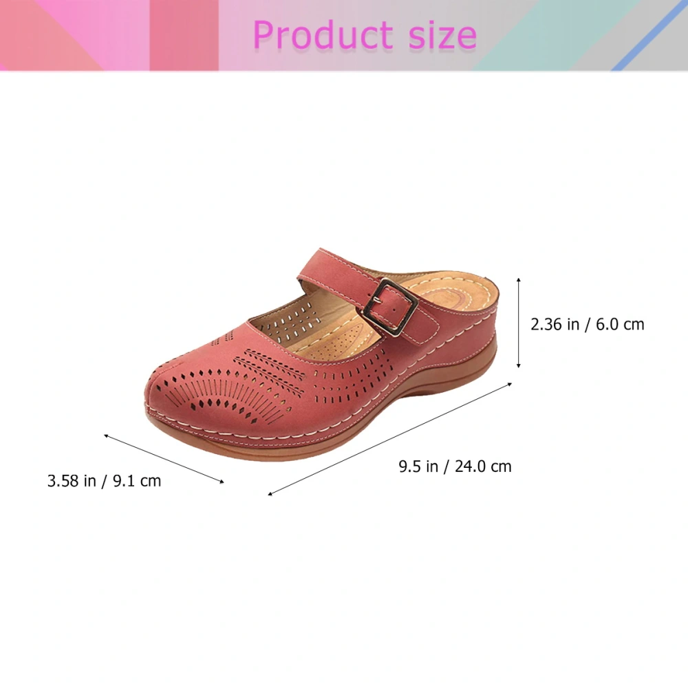 1 Pair of Vintage Wedge Sandals Comfortable Slipper Casual Heel Slipper Footwear Supplies Red Size 38 EU38,US7,UK4.5