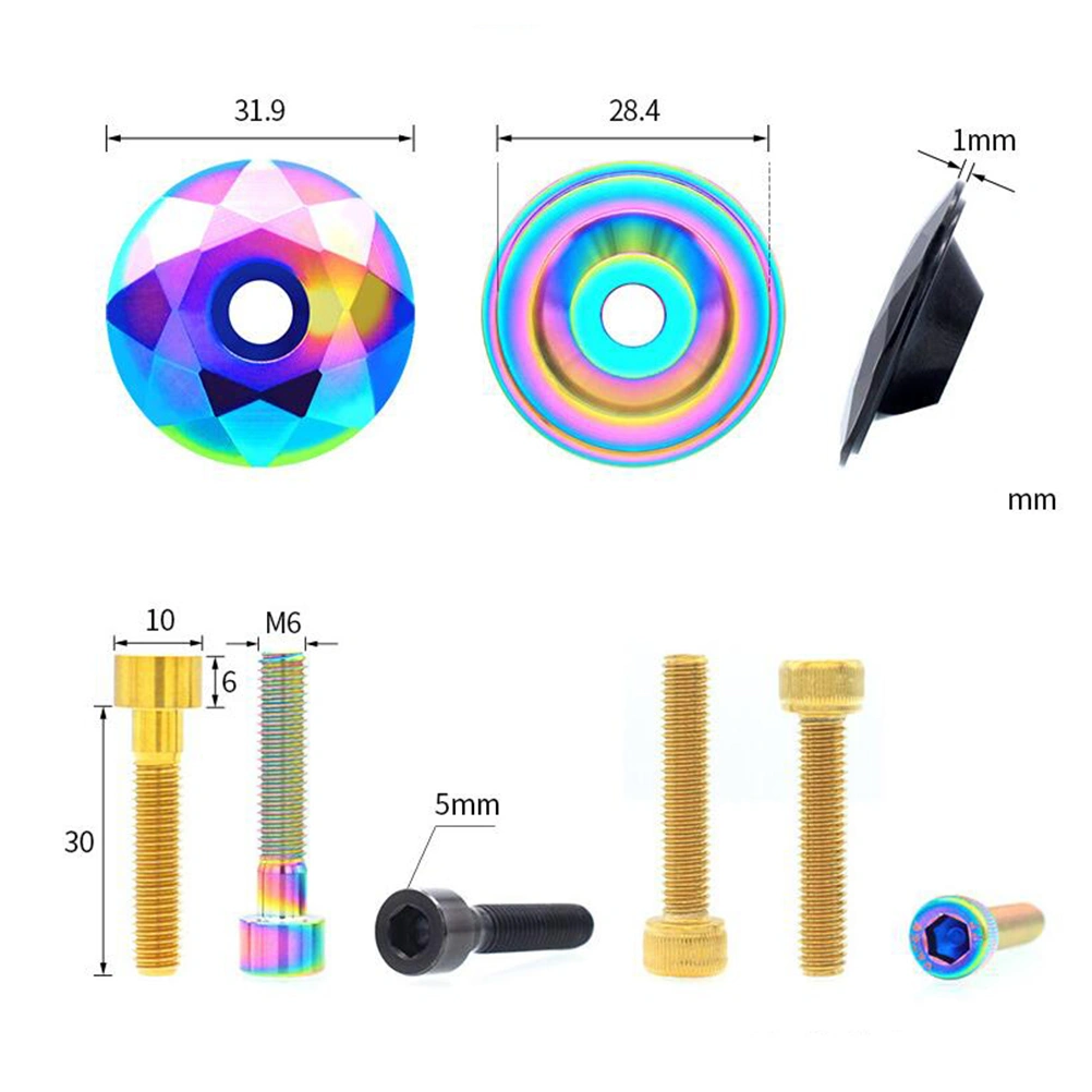 1Pc Aluminum Alloy Bike Headset Cover MTB Headset Accessories On-road Bike Head Parts with Bolt (Colorful)