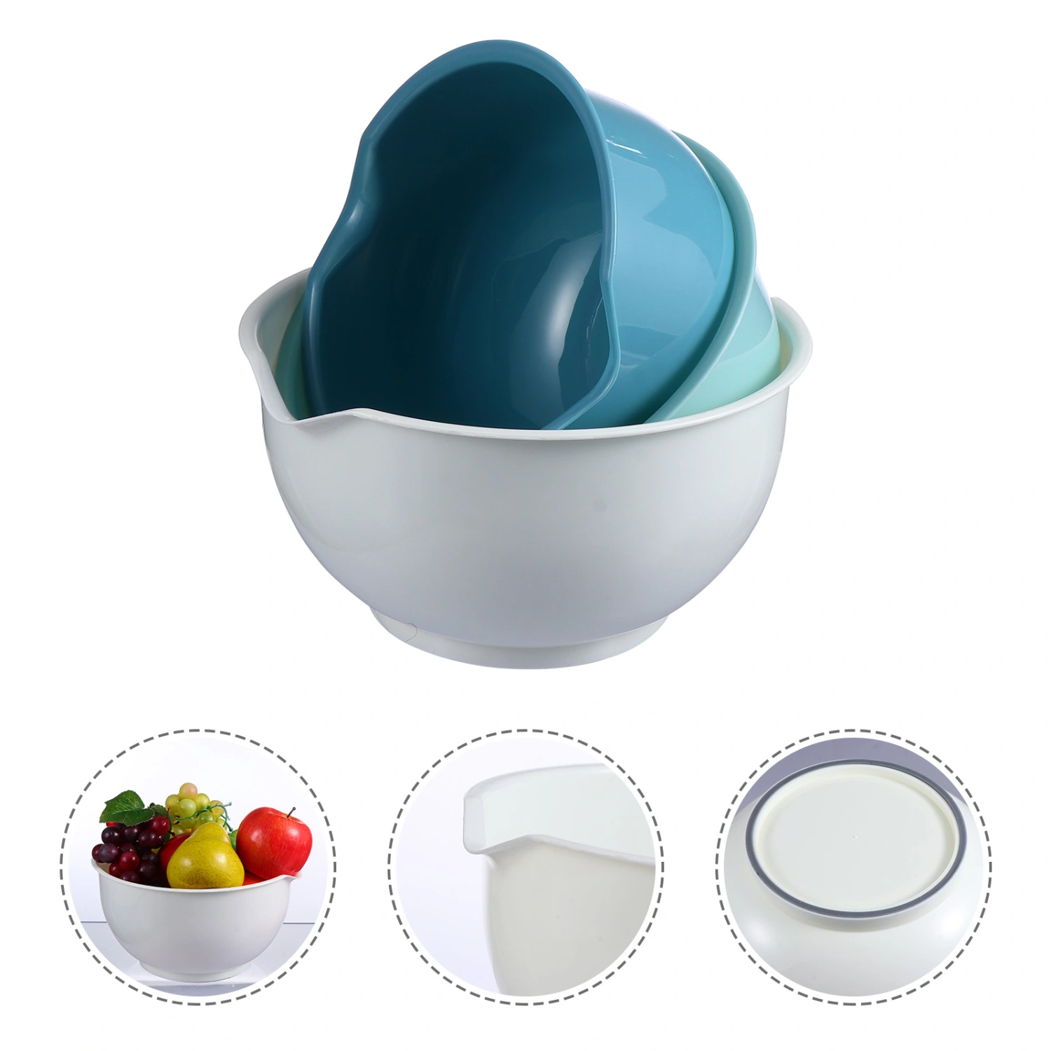 1 Set 3 Pcs Multipurpose Plastic Mixing Bowls Salad Bowls Set (Assorted Color)