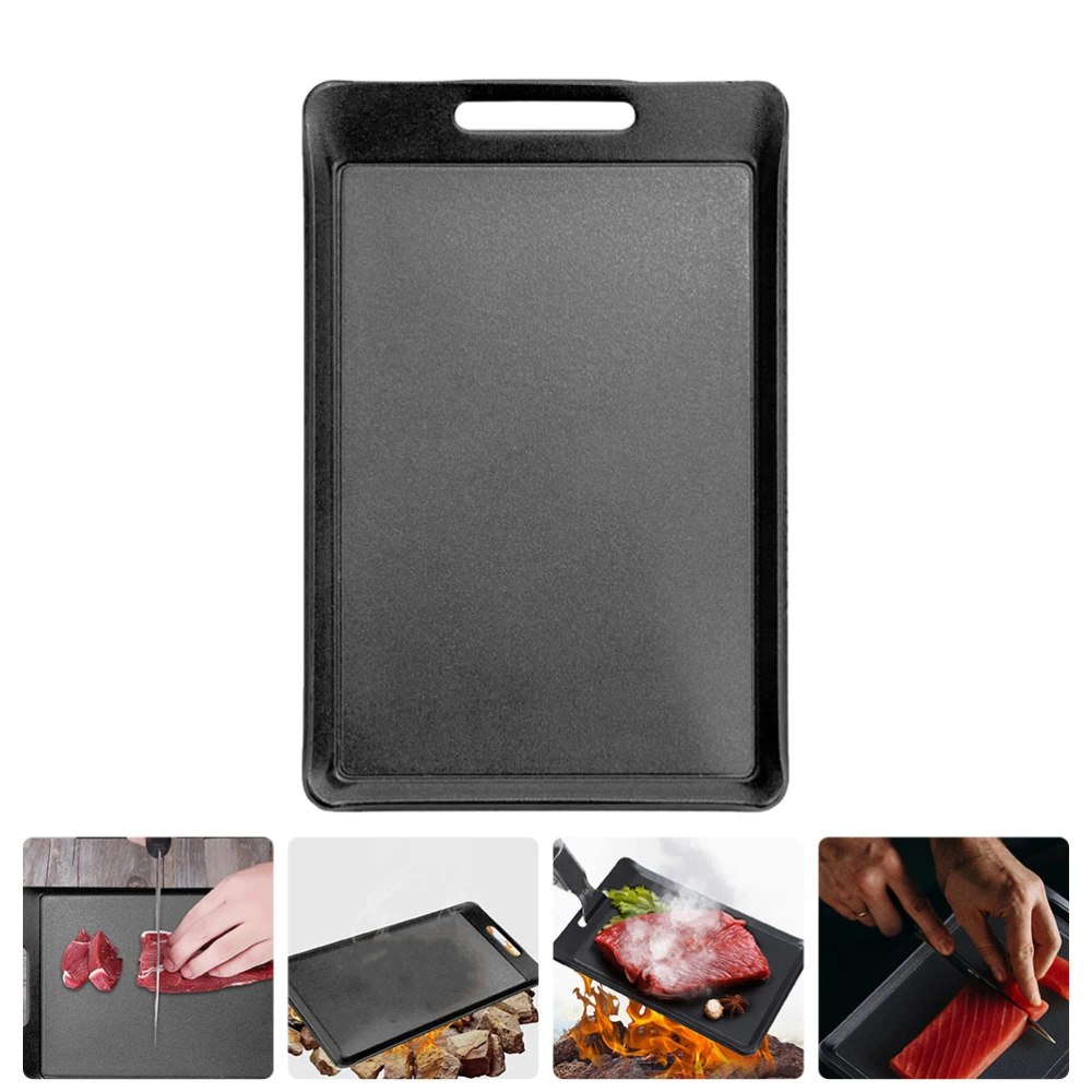 1pc Practical Barbecue Pan Iron Barbecue Plate Barbecue Tray for Camping (Black)