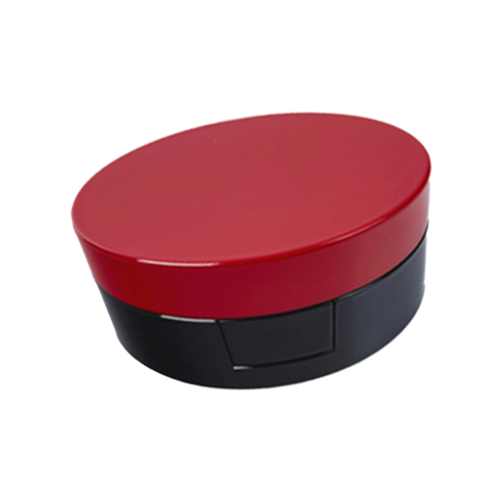 Round Cream Box Makeup Foundation Box Two-Layers Blusher Box Pressed Powder Box with Mirror Red