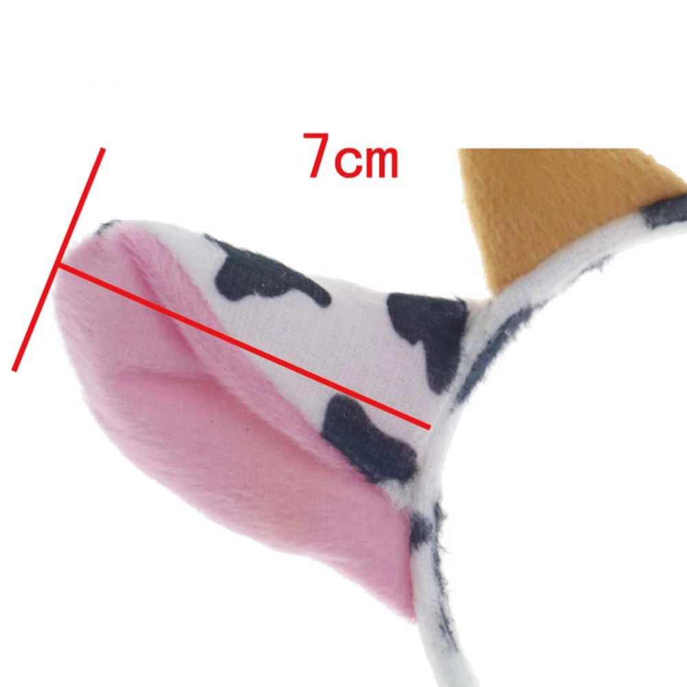 2pcs Cartoon Dairy Cow Ears and Horns Design Headband Hairhoop Hair Accessiores for Party Show Performance