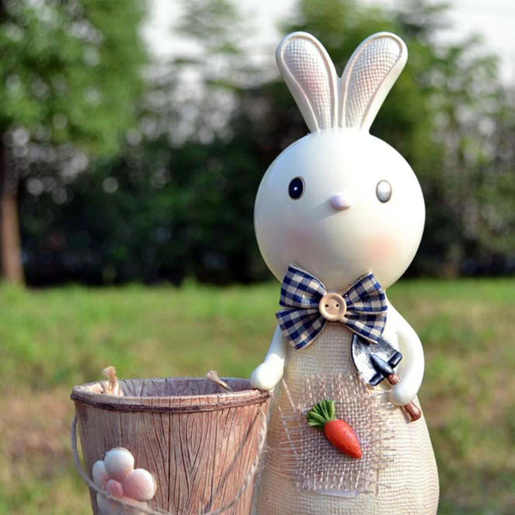 Creative Resin Bank Rabbit Shaped Pen Container Pencil Vase Coin Bank Saving Pot Money Saving Jar ry Decoration (Random Delivery)