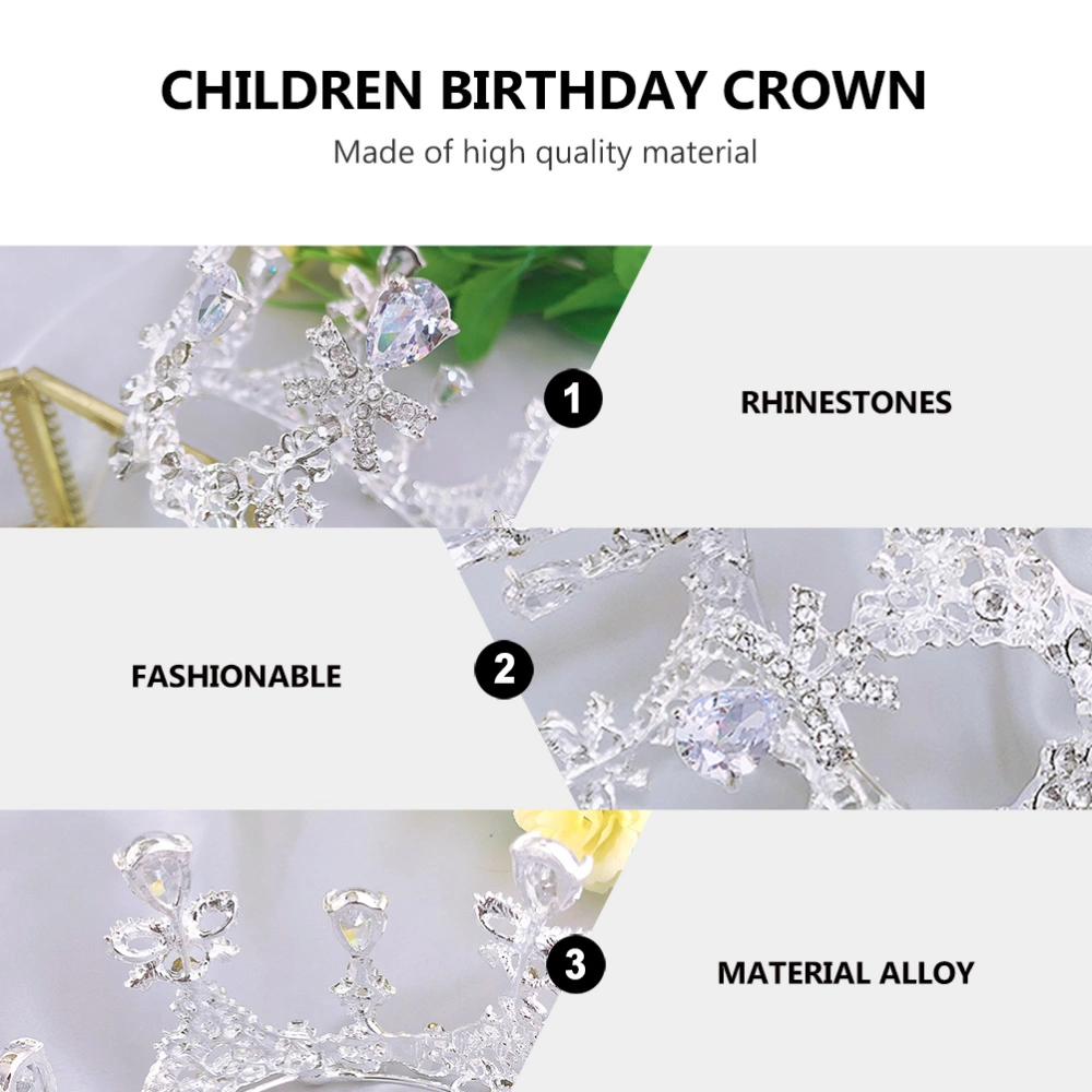 1pc Elegant Children Headdress Crystal Crown Headdress Birthday Dress Headdress