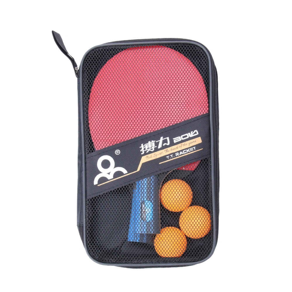 2 Pcs Rubber Table Tennis Racket Set Training Pen-hold Short Handle Ping-pong Board Paddle Kit Sports Tools with 3 Ping-pong Balls (Ball Color Random)