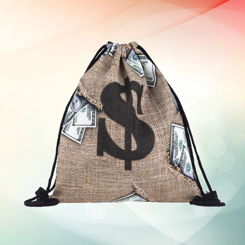 Drawstring Bag Dollar Printed Unique Backpack Sports Gym Bag for Daily Use