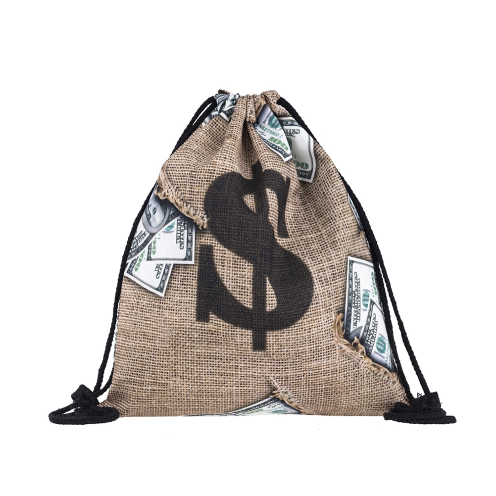 Drawstring Bag Dollar Printed Unique Backpack Sports Gym Bag for Daily Use