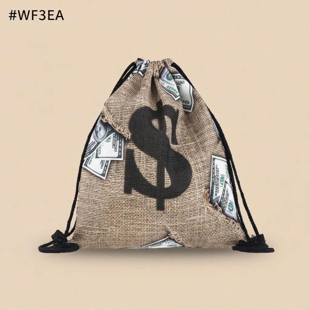 Drawstring Bag Dollar Printed Unique Backpack Sports Gym Bag for Daily Use