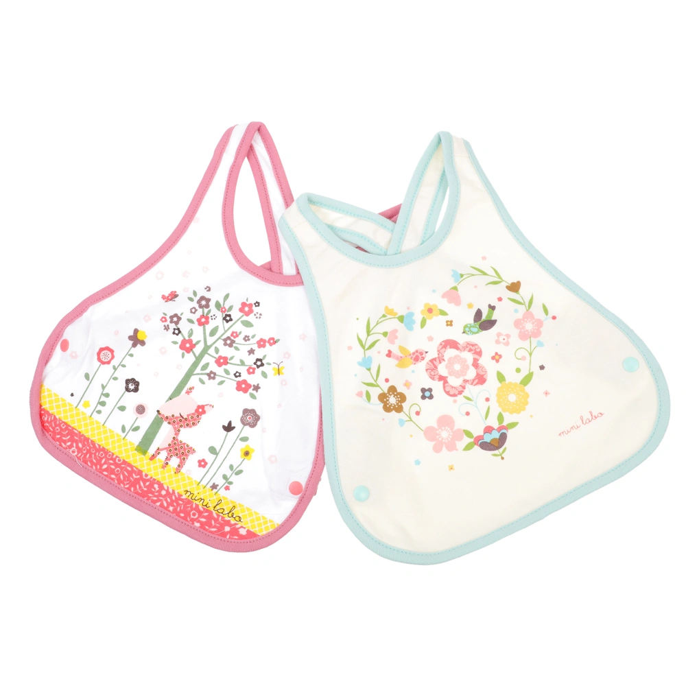 2pcs Creative Baby Bib Apron Pocket Cartoon Pattern Bib Kindergarten Supplies (Assorted Color)