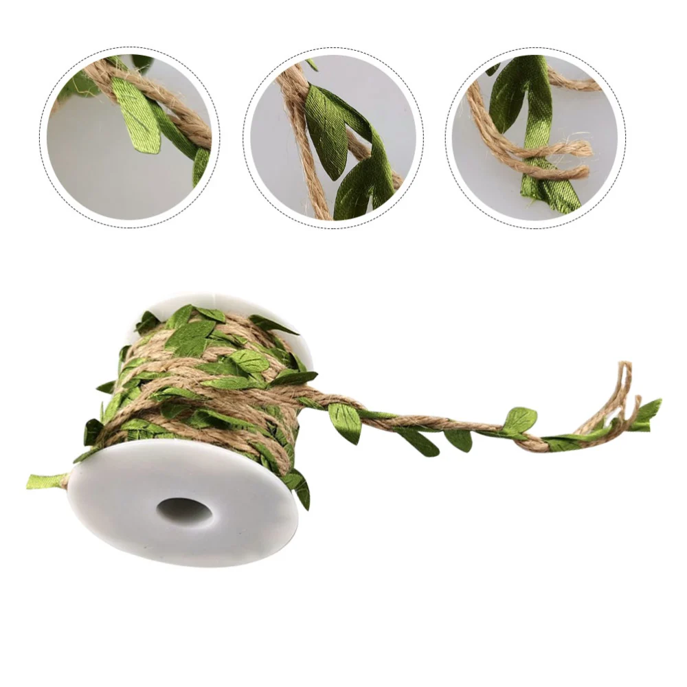 Wedding Decor Green Leaves Hemp Rope Gift Wrap Decor Leaves Hemp Rope for DIY