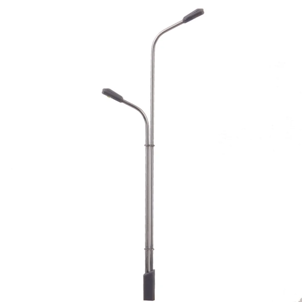 10pcs Scale 1/150 Model Street Lights Lamppost with Dual Heads (White)